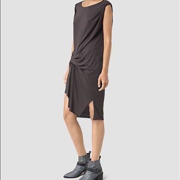AllSaints Women's Washed Black Erin Devo Dress Size L - Picture 4 of 11
